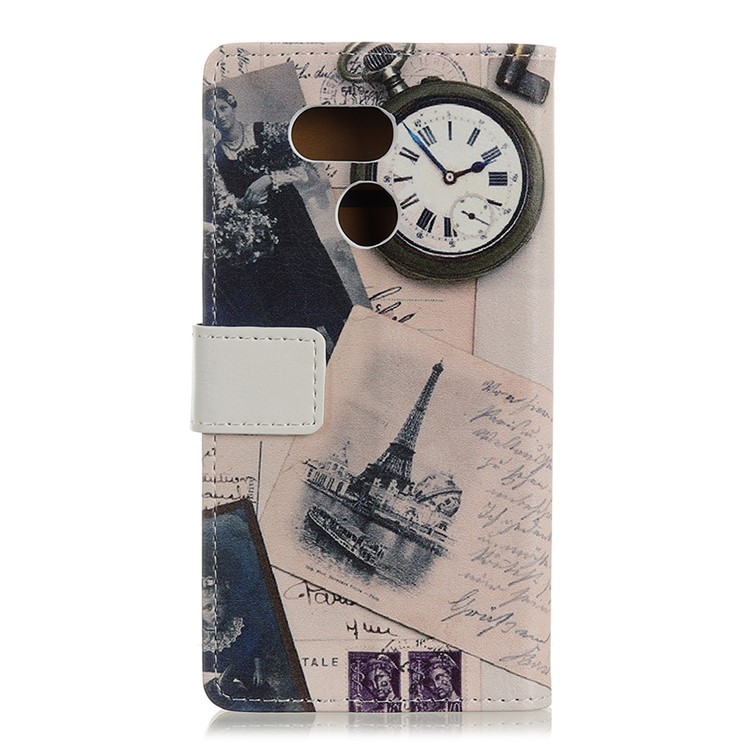 Pattern Printing Leather Mobile Phone Shell for HTC Desire 12s - Eiffel Tower and Quill-pen-3