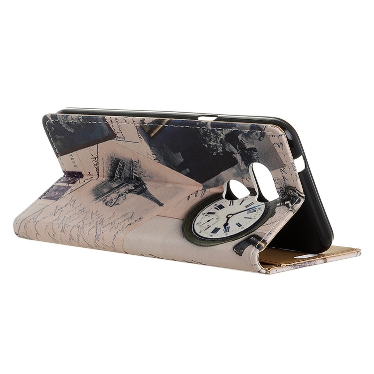 Pattern Printing Leather Mobile Phone Shell for HTC Desire 12s - Eiffel Tower and Quill-pen-4