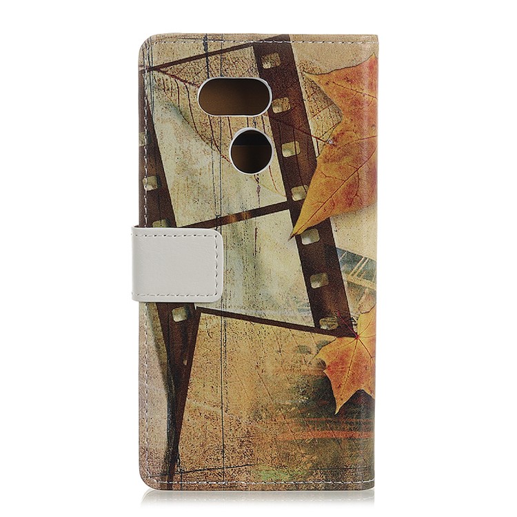 Patterned Leather Protective Shell Case for HTC Desire 12s - Eiffel Tower and Maple Leaves-3