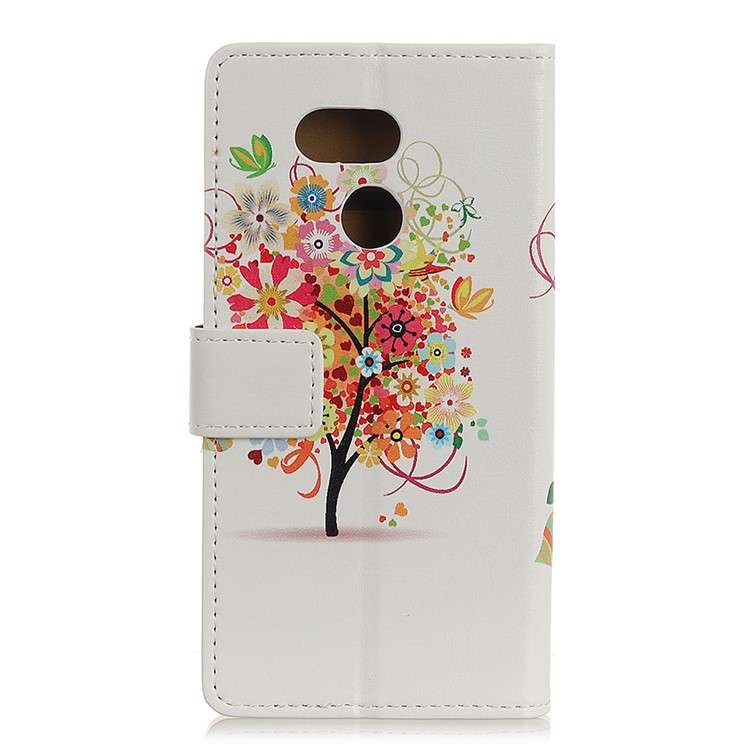 Pattern Printing Leather Protector Cover for HTC Desire 12s - Colorful Flowers Tree-3