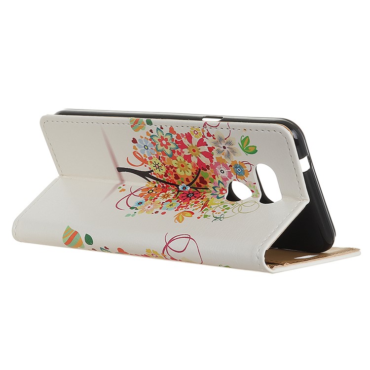 Pattern Printing Leather Protector Cover for HTC Desire 12s - Colorful Flowers Tree-4