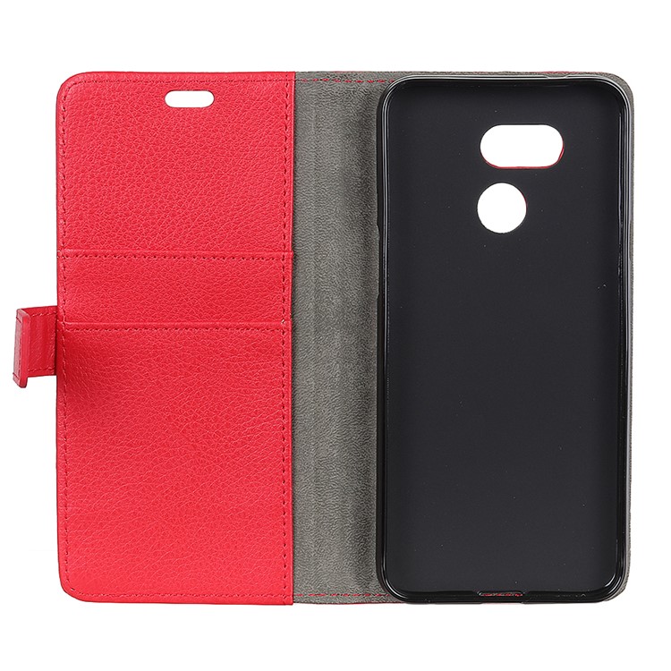 Litchi Texture Wallet Stand Leather Phone Shell for HTC Desire 12s - Red-5