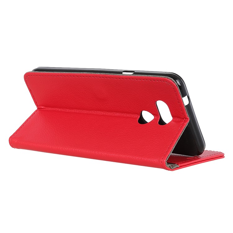 Litchi Texture Wallet Stand Leather Phone Shell for HTC Desire 12s - Red-6