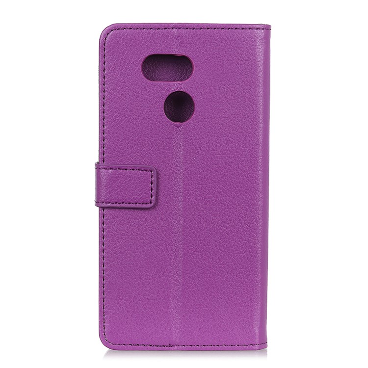 Litchi Texture Wallet Stand Leather Phone Casing Shell for HTC Desire 12s - Purple-4