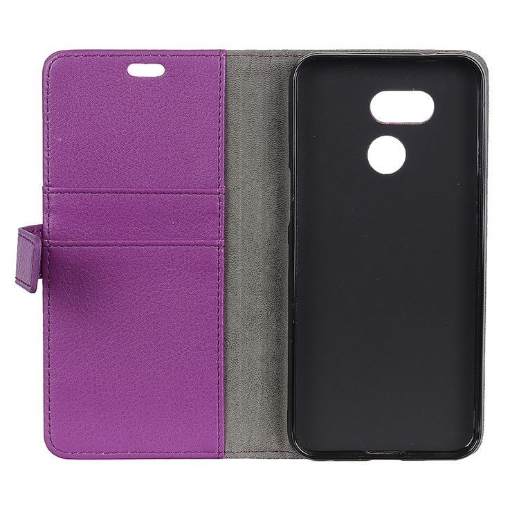 Litchi Texture Wallet Stand Leather Phone Casing Shell for HTC Desire 12s - Purple-5