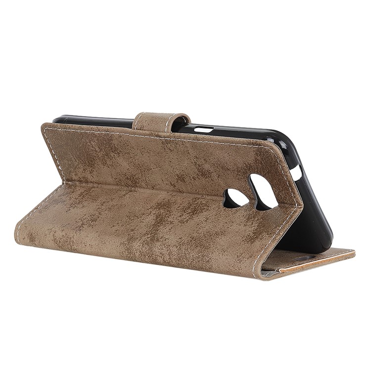 Vintage Style PU Leather Wallet Phone Shell for HTC Desire 12s - Khaki-6