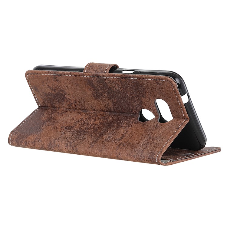 Vintage Style PU Leather Stand Phone Casing for HTC Desire 12s - Brown-6