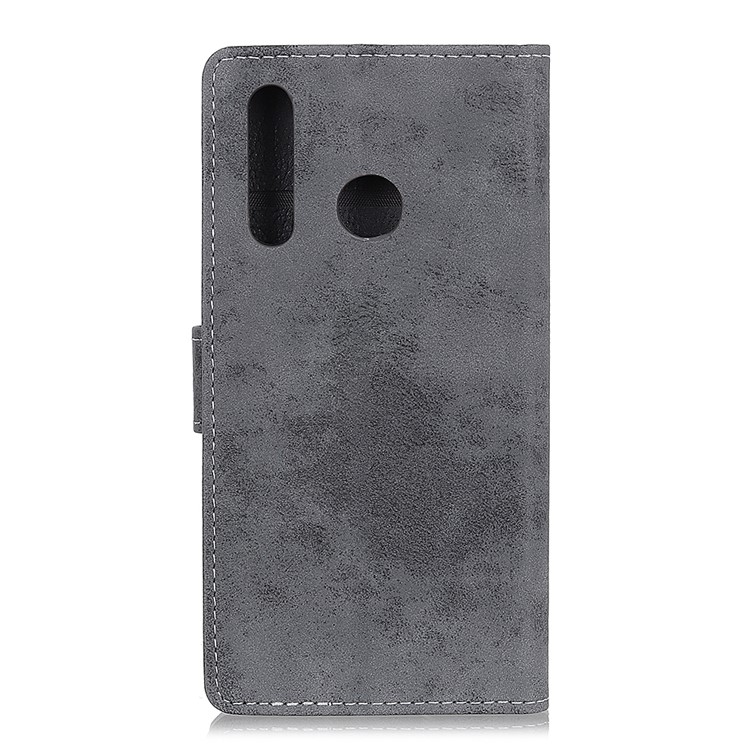 Vintage Style Leather Wallet Phone Shell Case for HTC Desire 19+ - Grey-4