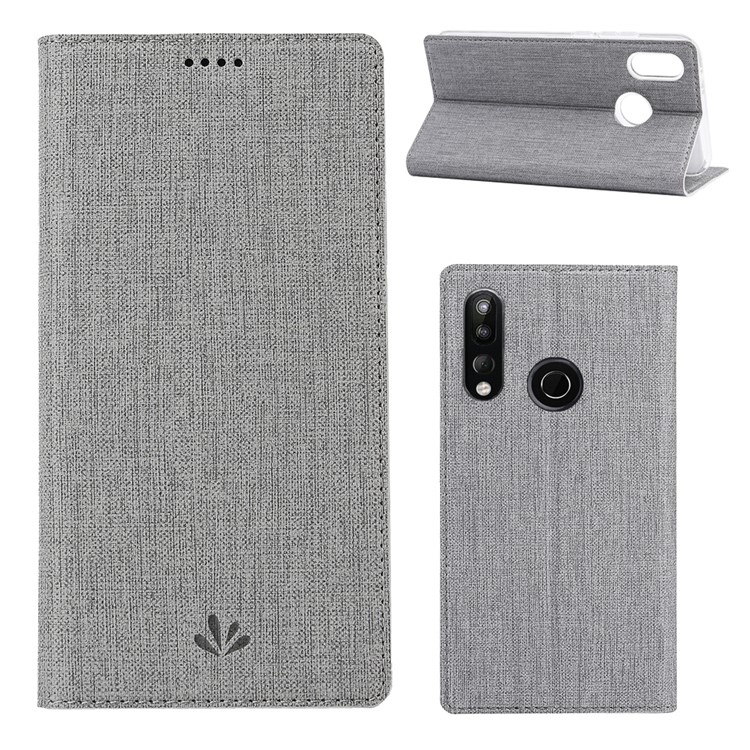 VILI DMX Style Cross Skin Card Holder Leather Cover for HTC Desire 19+ - Grey-1