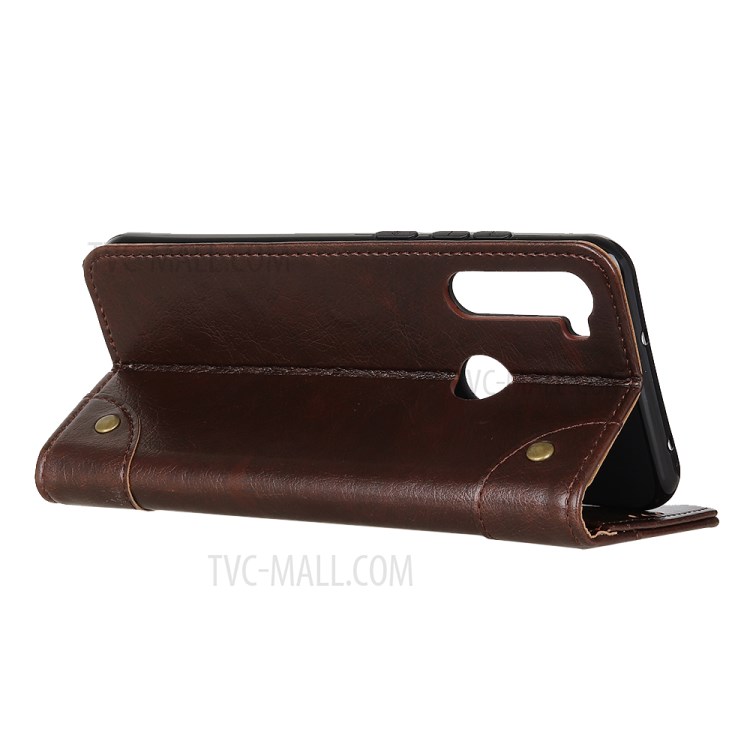 Nappa Texture Wallet Leather Mobile Phone Case for HTC Desire 20 Pro - Coffee-3
