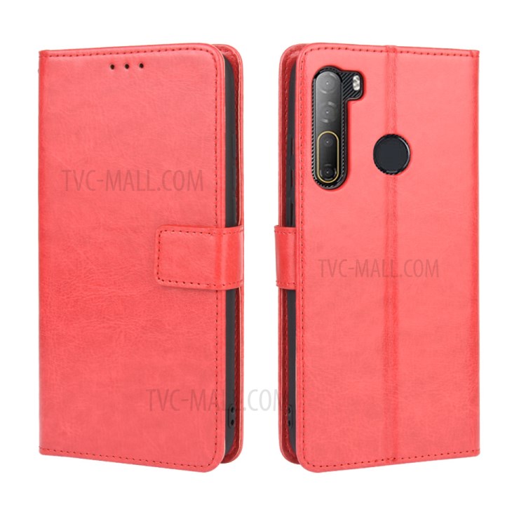Crazy Horse Wallet Stand Leather Cover Case for HTC Desire 20 Pro - Red-2