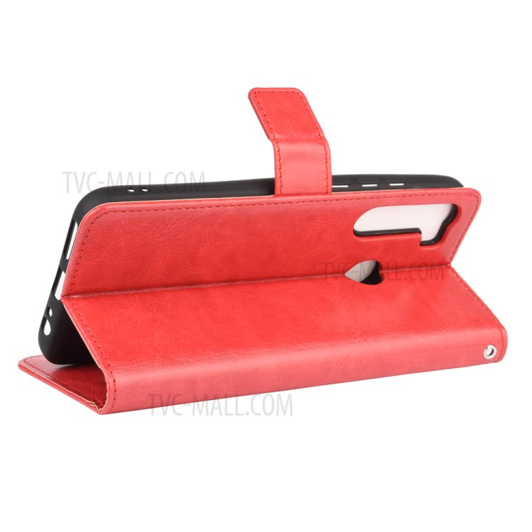Crazy Horse Wallet Stand Leather Cover Case for HTC Desire 20 Pro - Red-6