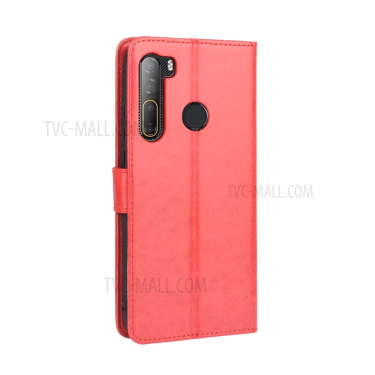 Crazy Horse Wallet Stand Leather Cover Case for HTC Desire 20 Pro - Red-7