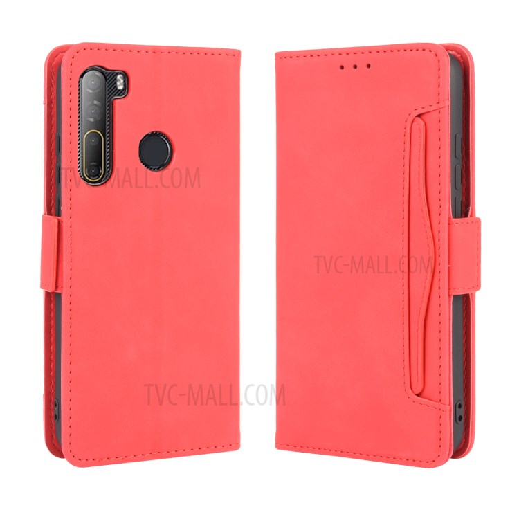 Múltiples Tragamonedas de Tarjetas Carcajadas de Teléfono Celular de Cuero Para HTC Desire 20 Pro - Rojo-2