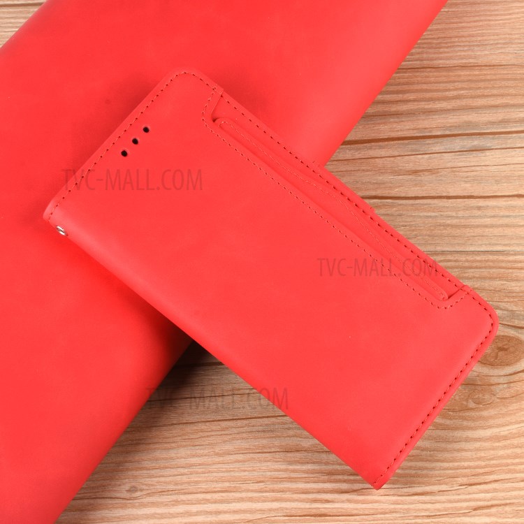 Múltiples Tragamonedas de Tarjetas Carcajadas de Teléfono Celular de Cuero Para HTC Desire 20 Pro - Rojo-9