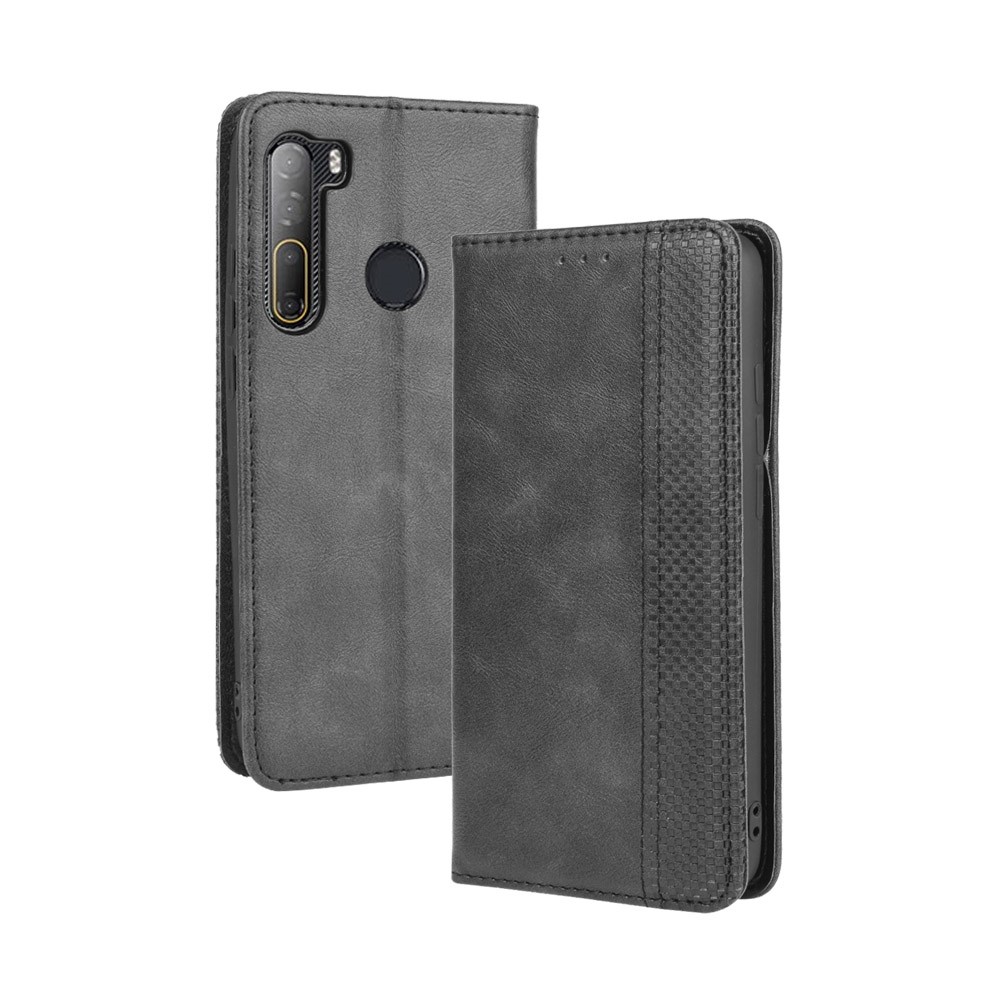 Auto-absorbed Retro Leather Wallet Mobile Shell for HTC Desire 20 Pro - Black-2