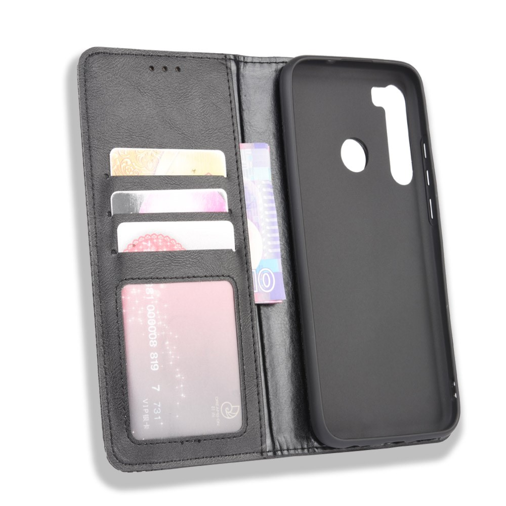 Auto-absorbed Retro Leather Wallet Mobile Shell for HTC Desire 20 Pro - Black-5