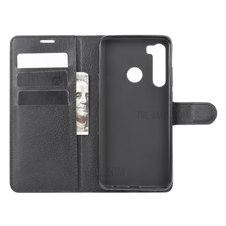 Litchi Texture Wallet Stand Leather Shell Cover for HTC Desire 20 Pro - Black-3