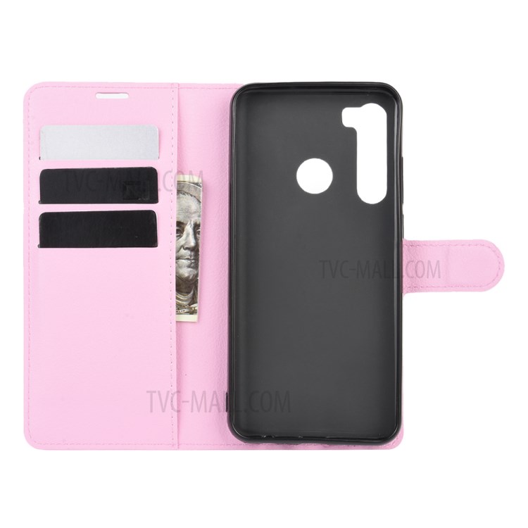 Litchi Texture Wallet Stand Leather Shell Cover for HTC Desire 20 Pro - Pink-3