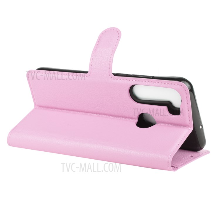 Litchi Texture Wallet Stand Leather Shell Cover for HTC Desire 20 Pro - Pink-5