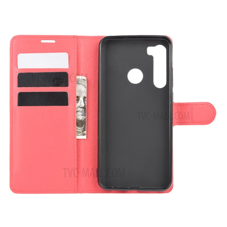 Litchi Texture Wallet Stand Leather Shell Cover for HTC Desire 20 Pro - Red-3