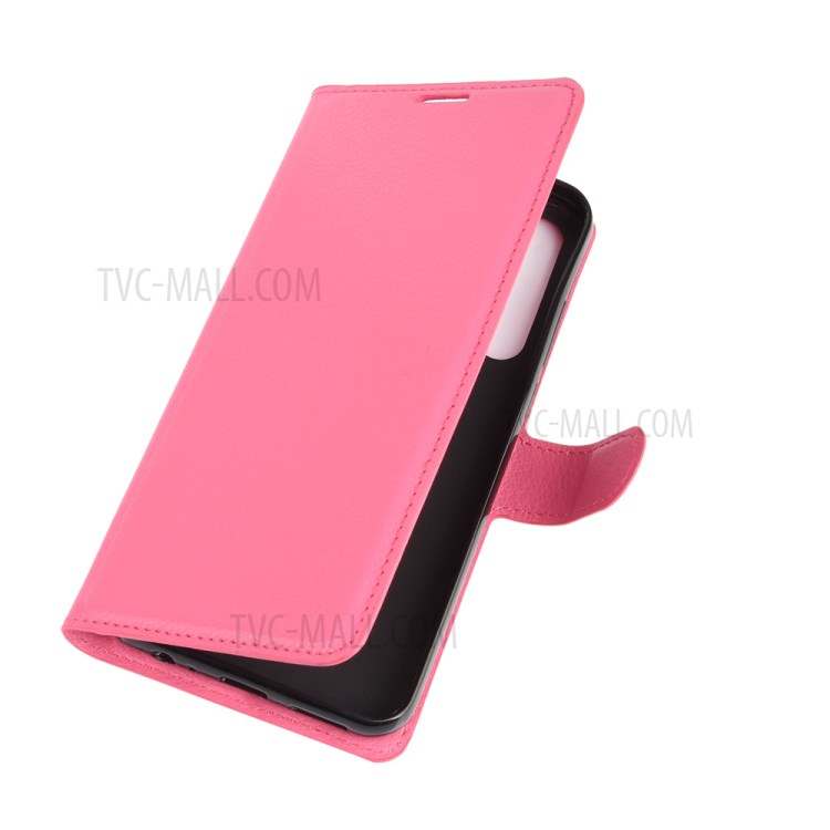 Litchi Texture Wallet Stand Leather Shell Cover for HTC Desire 20 Pro - Rose-2