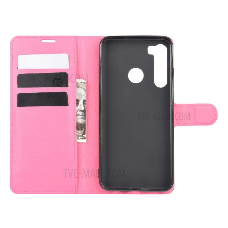 Litchi Texture Wallet Stand Leather Shell Cover for HTC Desire 20 Pro - Rose-3