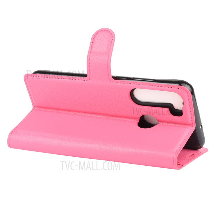 Litchi Texture Wallet Stand Leather Shell Cover for HTC Desire 20 Pro - Rose-5