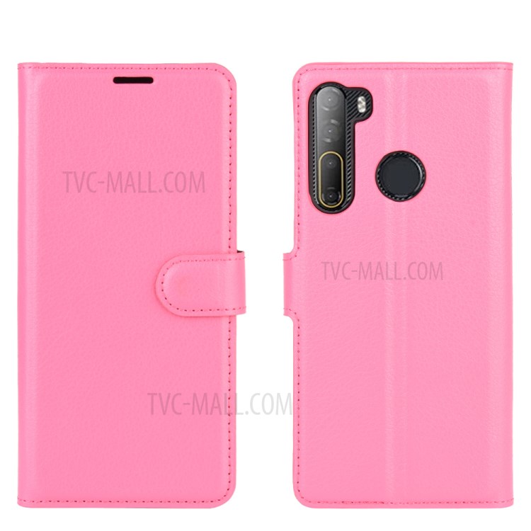 Litchi Texture Wallet Stand Leather Shell Cover for HTC Desire 20 Pro - Rose-6