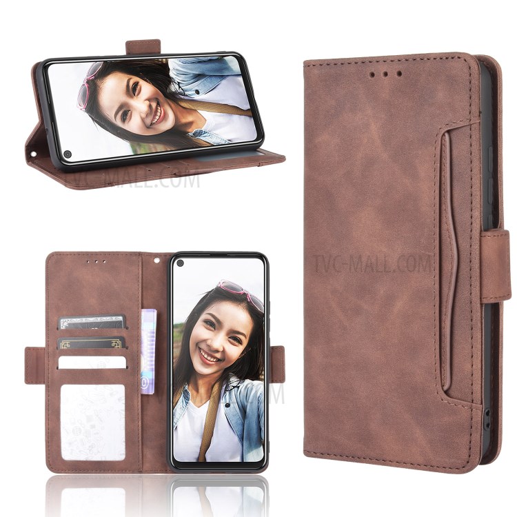 Wallet Stand Flip Leather Protective Case for HTC U20 5G (2020) - Brown-1