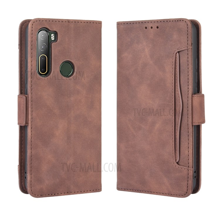 Wallet Stand Flip Leather Protective Case for HTC U20 5G (2020) - Brown-2