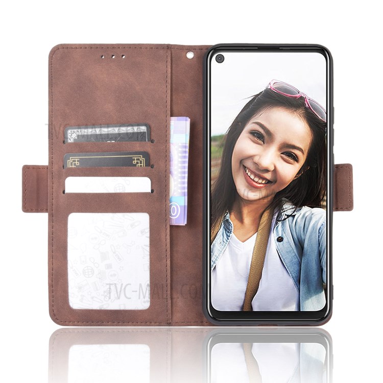 Wallet Stand Flip Leather Protective Case for HTC U20 5G (2020) - Brown-5