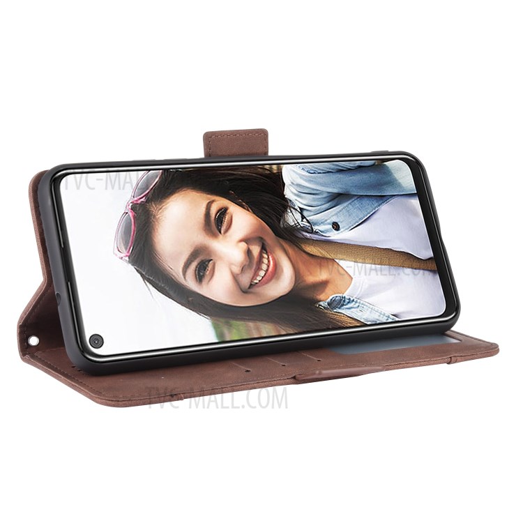 Wallet Stand Flip Leather Protective Case for HTC U20 5G (2020) - Brown-6