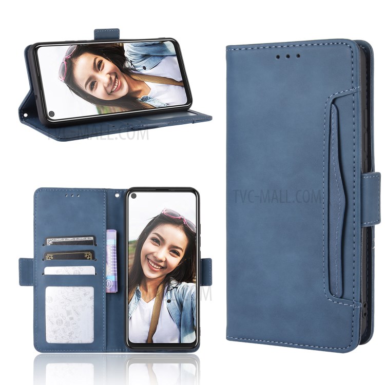 Wallet Stand Flip Leather Protective Case for HTC U20 5G (2020) - Blue-1