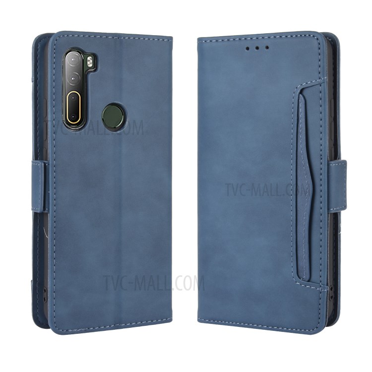 Wallet Stand Flip Leather Protective Case for HTC U20 5G (2020) - Blue-2