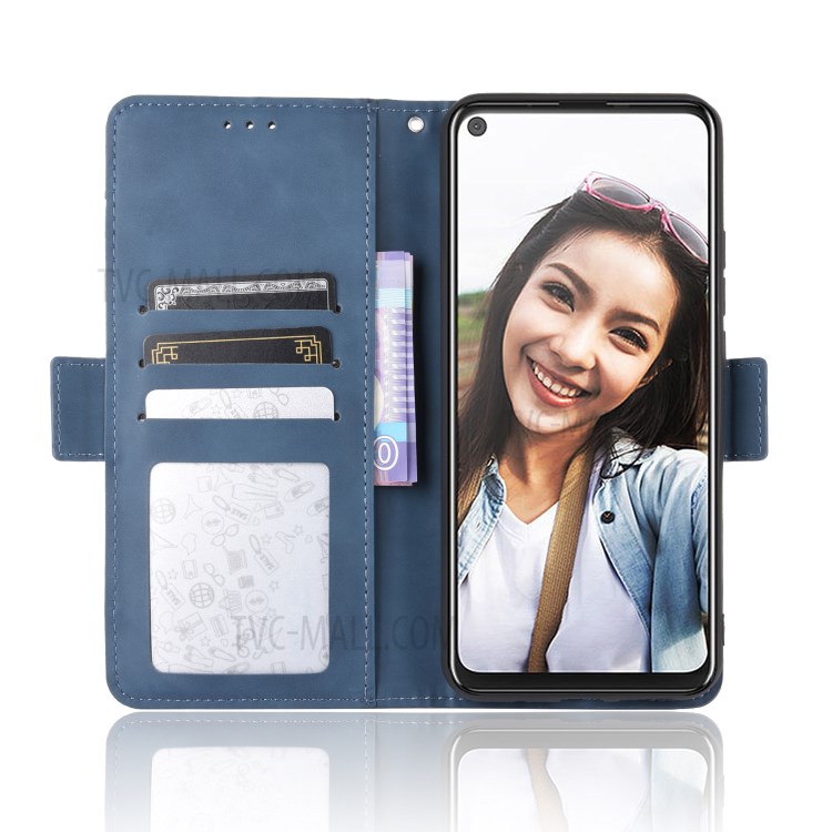 Wallet Stand Flip Leather Protective Case for HTC U20 5G (2020) - Blue-6