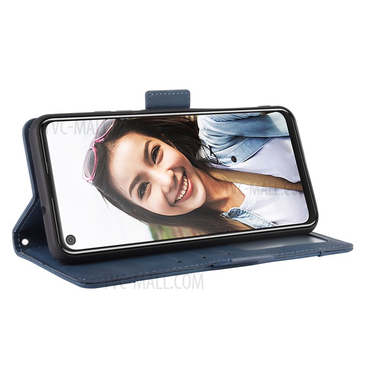 Wallet Stand Flip Leather Protective Case for HTC U20 5G (2020) - Blue-7