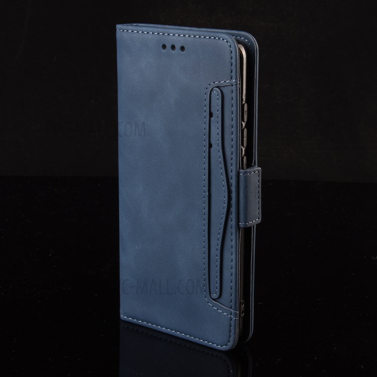 Wallet Stand Flip Leather Protective Case for HTC U20 5G (2020) - Blue-9