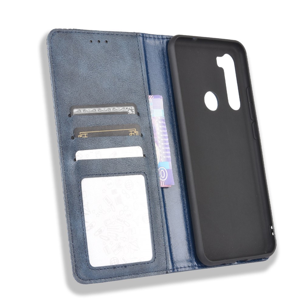 Vintage Style Wallet Leather Stand Case for HTC U20 5G (2020) - Blue-4