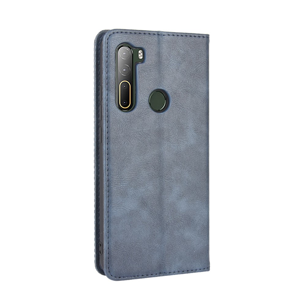 Vintage Style Wallet Leather Stand Case for HTC U20 5G (2020) - Blue-7