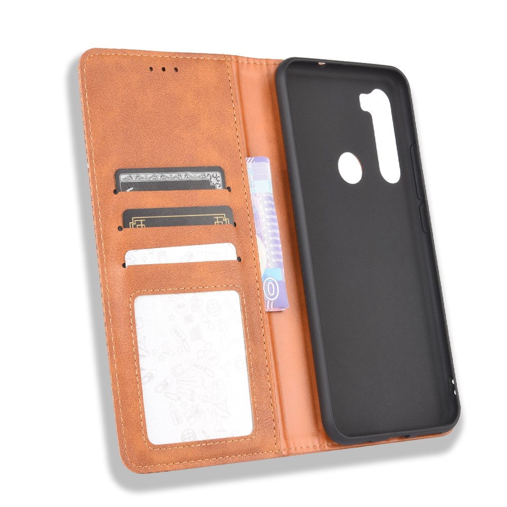 Vintage Style Wallet Leather Stand Case for HTC U20 5G (2020) - Brown-7