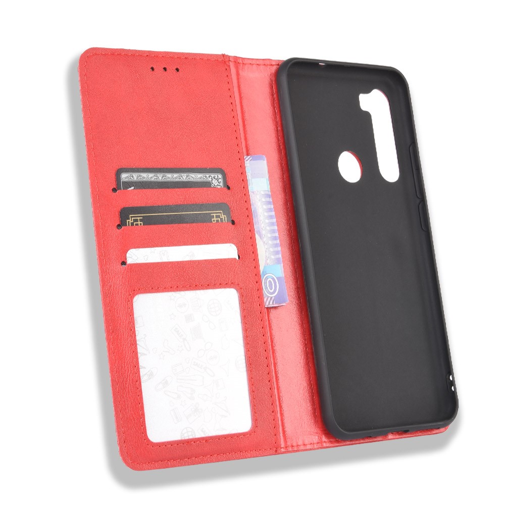 Vintage Style Wallet Leather Stand Case for HTC U20 5G (2020) - Red-5