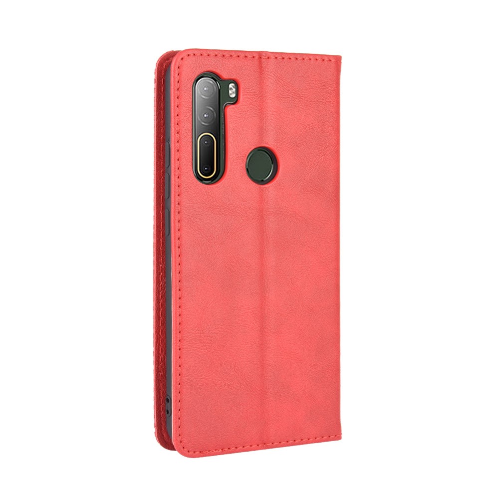 Vintage Style Wallet Leather Stand Case for HTC U20 5G (2020) - Red-8