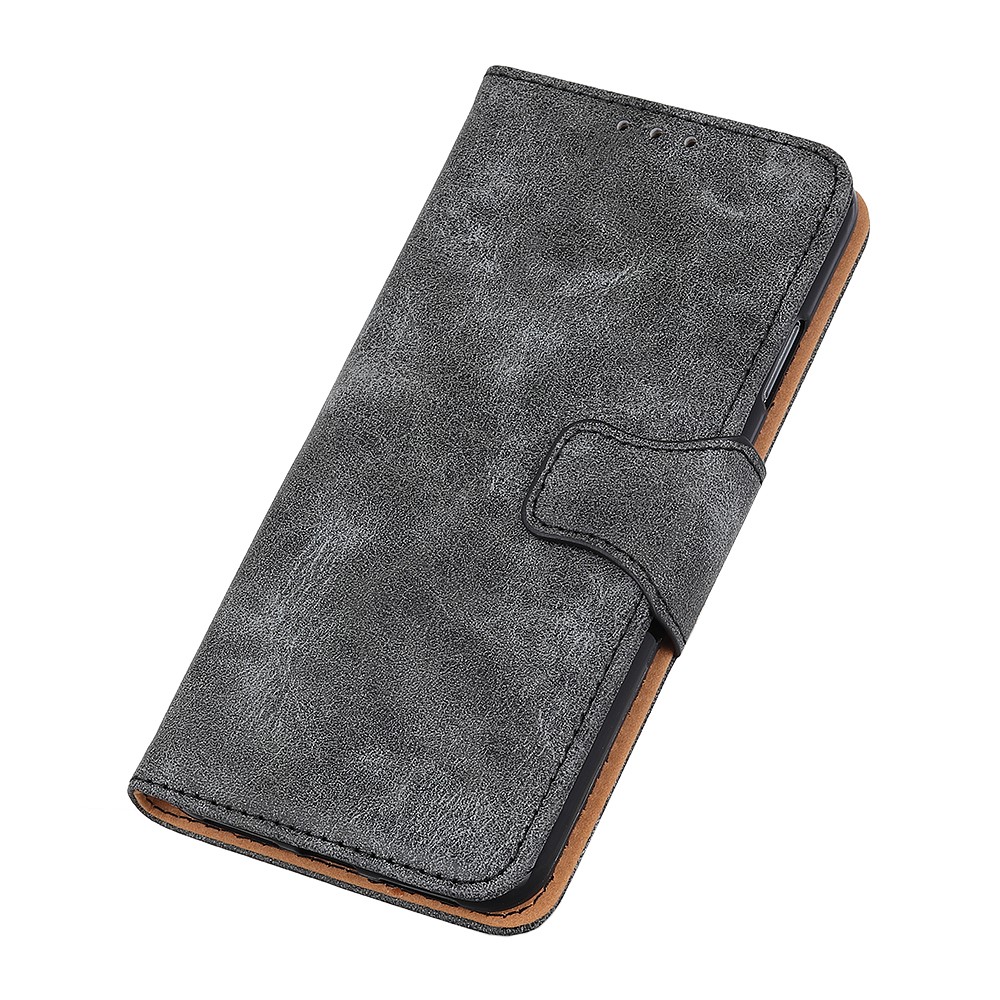 Wallet Design Retro Style Split Leather Stand Phone Case for HTC Desire 21 Pro 5G - Grey-11