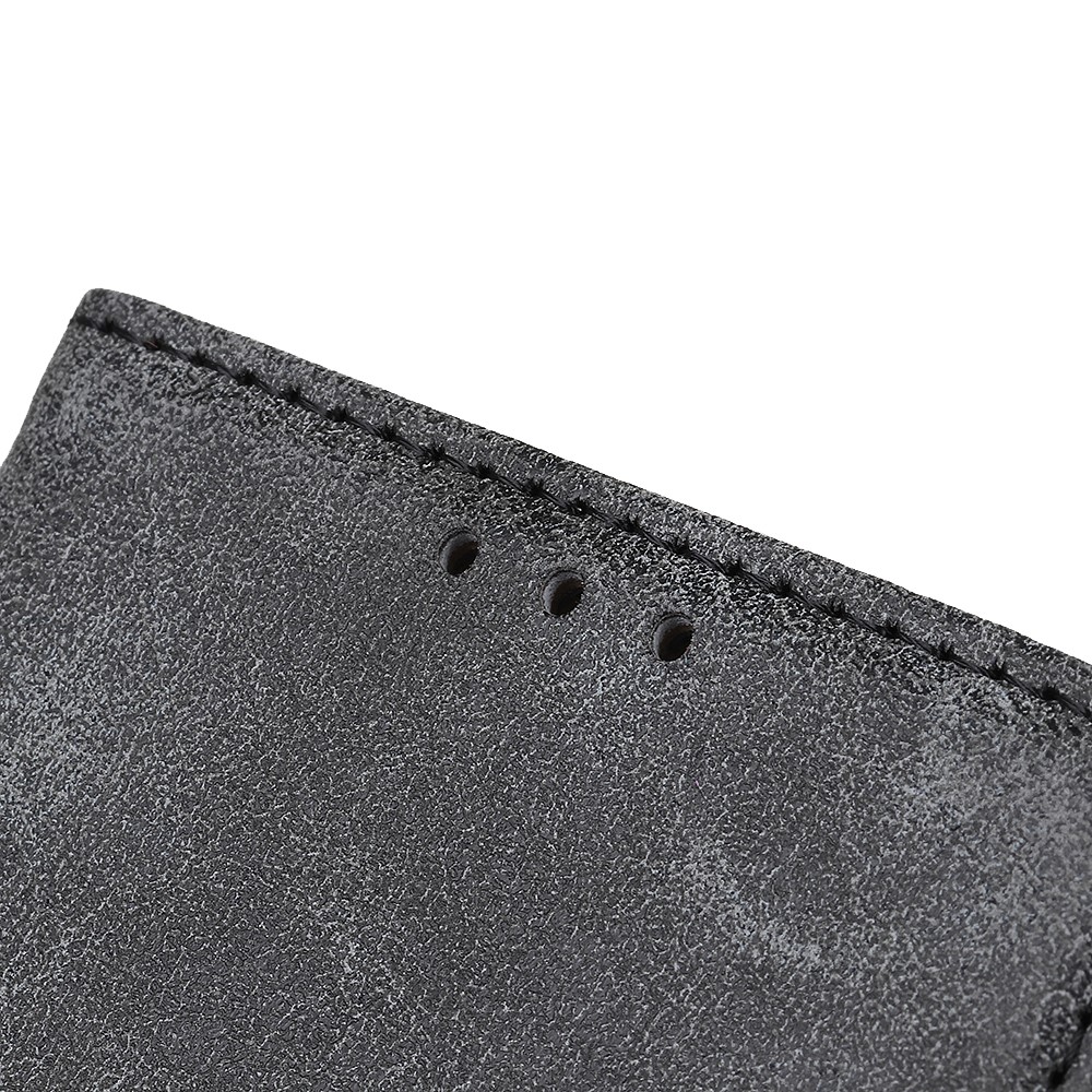 Wallet Design Retro Style Split Leather Stand Phone Case for HTC Desire 21 Pro 5G - Grey-9