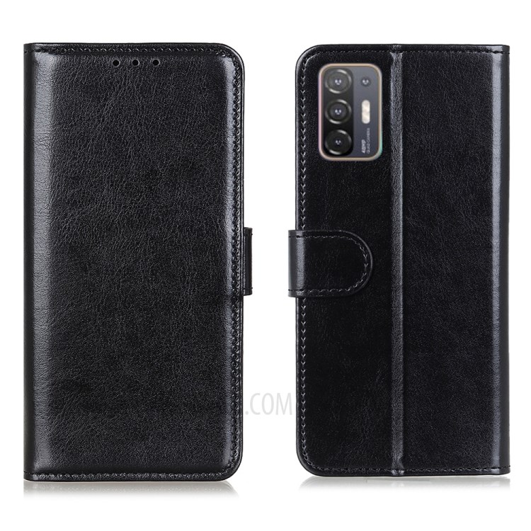Crazy Horse Wallet Stand Leather Phone Protective Case for HTC Desire 21 Pro 5G - Black-1