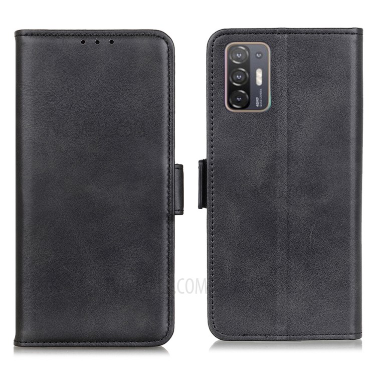 Folio Flip Magnetic Clasp Design Leather Wallet Stand Case Cover for HTC Desire 21 Pro 5G - Black-1