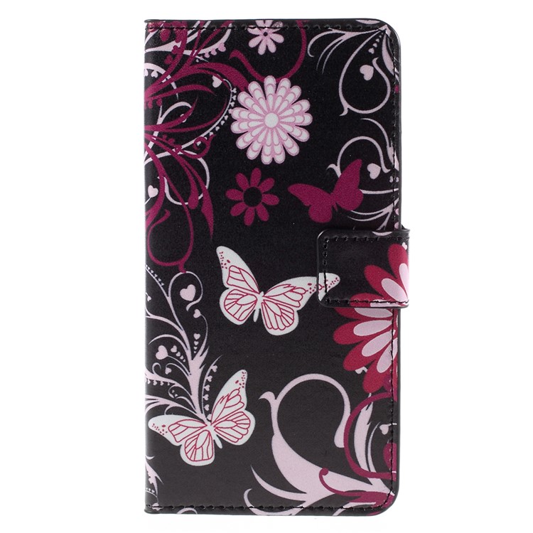 Wallet Leather Stand Cover for HTC One A9 - Butterfly Flowers-5