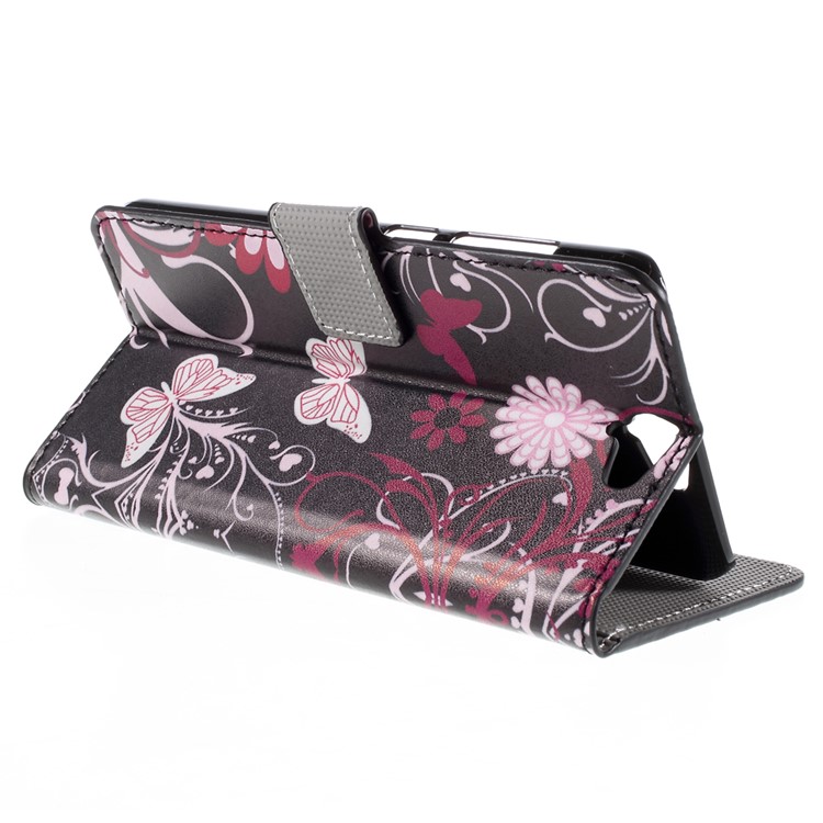 Wallet Leather Stand Cover for HTC One A9 - Butterfly Flowers-9