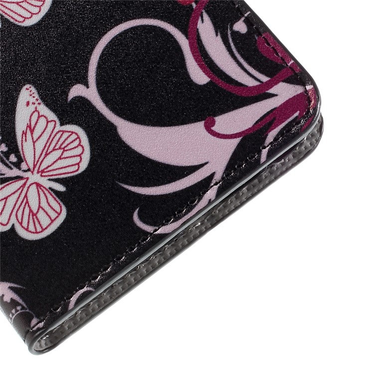 Wallet Leather Stand Cover for HTC One A9 - Butterfly Flowers-15